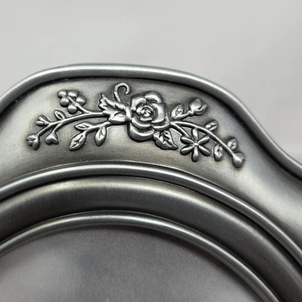 Malden Photo Frames Oval Beautiful Gray Pewter With Roses Flowers-Leaves Family